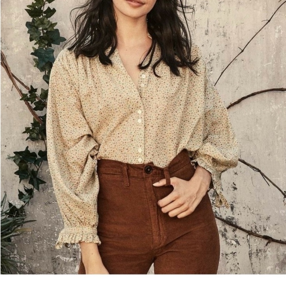 DÔEN Rose Blouse, Mustard California Wildflower Print, Small